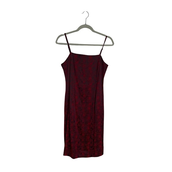 Express Dresses & Skirts - Express World Brand Red Black Snakeskin Print Spaghetti Strap Midi Dress Size 6